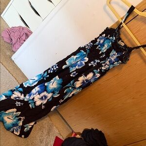 Floral Maxi Dress with Blue and White Flowers